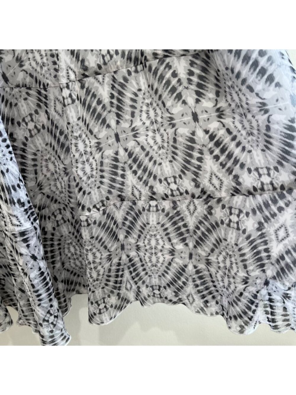 Ruby Rd. Tie Dye A-Line Midi Skirt Womens 16W Black/White Flowy Lined - Picture 3 of 7